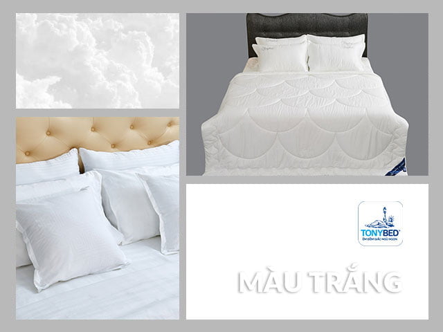 Ga giường màu trắng thể hiện sự sạch sẽ, tinh khiết