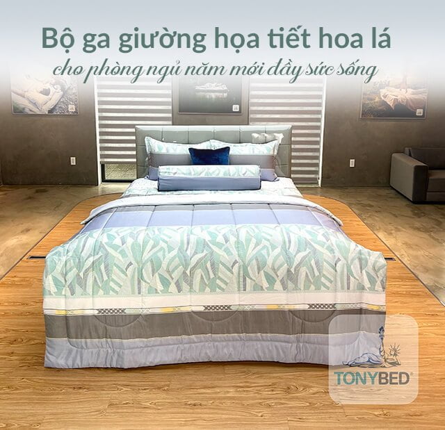 Mẫu ga trải giường họa tiết hoa lá