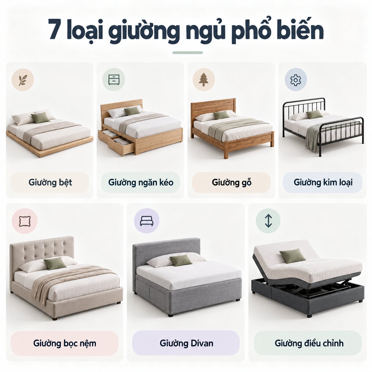 7 loại giường ngủ phổ biến hiện nay