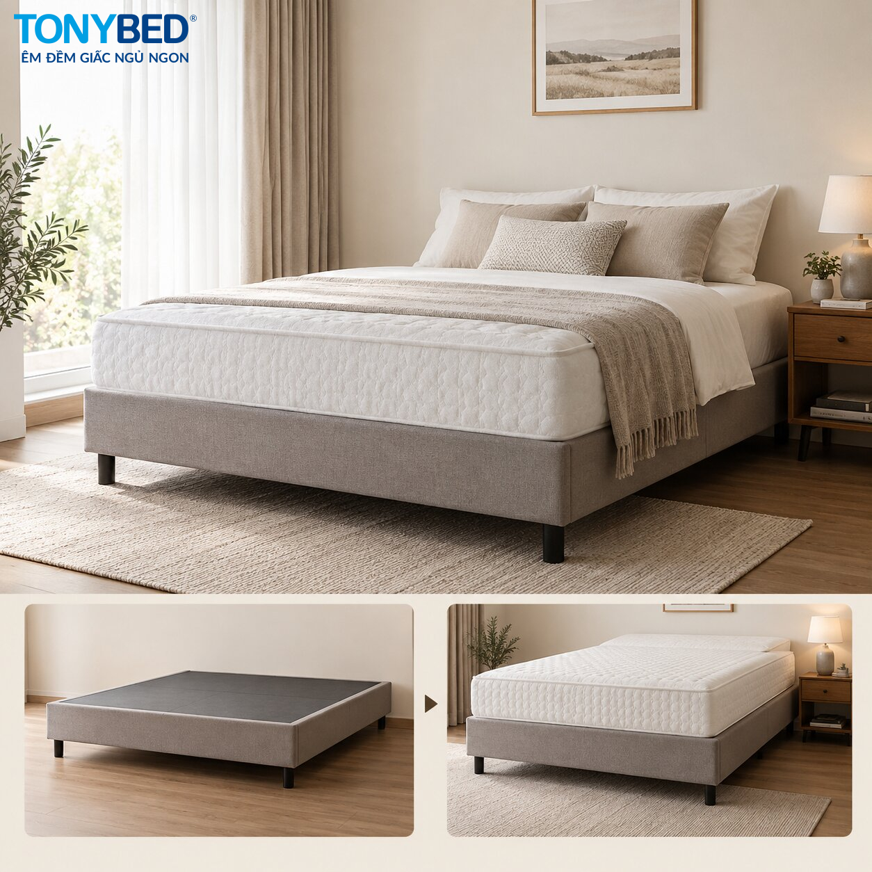 Giường Divan Tonybed dùng làm bệ đỡ nệm