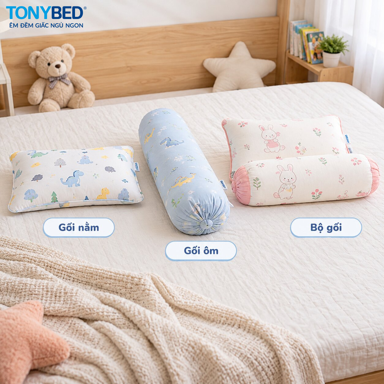 các loại gối nằm và gối ôm cho trẻ em
