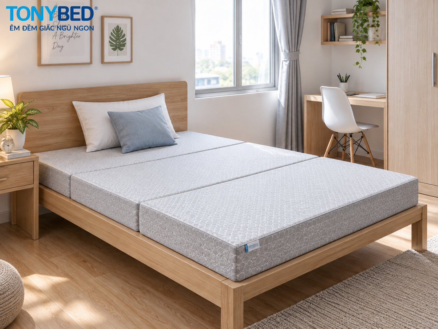 Nệm bông ép là gì và thiết kế gấp 3 tiện lợi cho không gian nhỏ