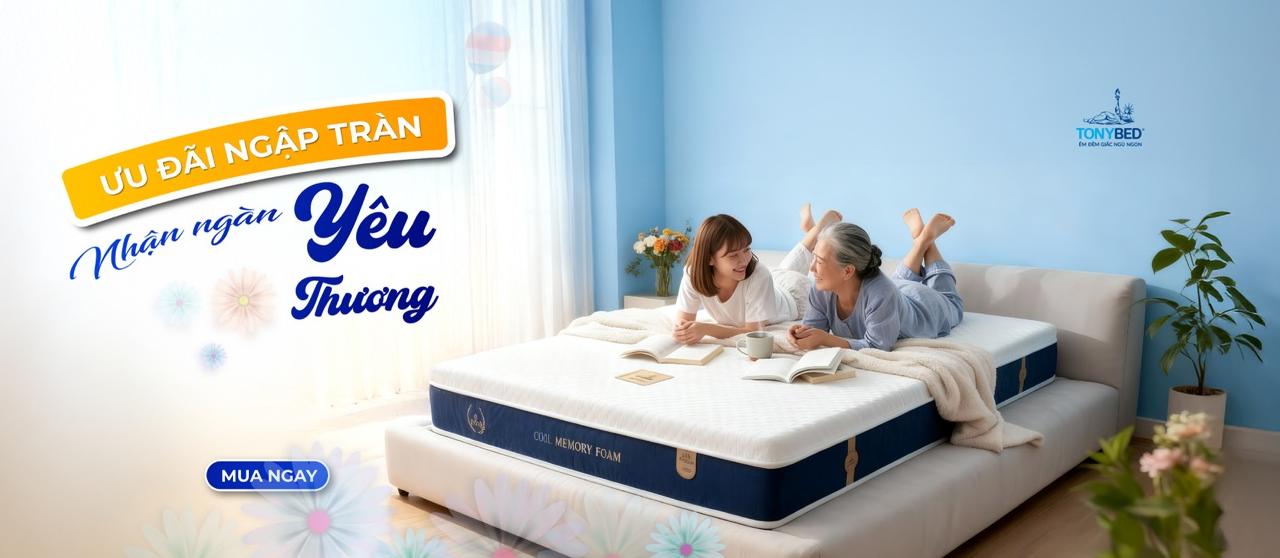 Tonybed là đơn vị cung cấp đa dạng các sản phẩm nệm 2 người nằm êm ái, chất lượng hàng đầu