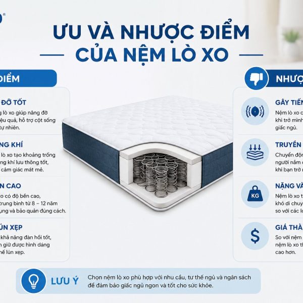 Tổng hợp ưu và nhược điểm của nệm lò xo
