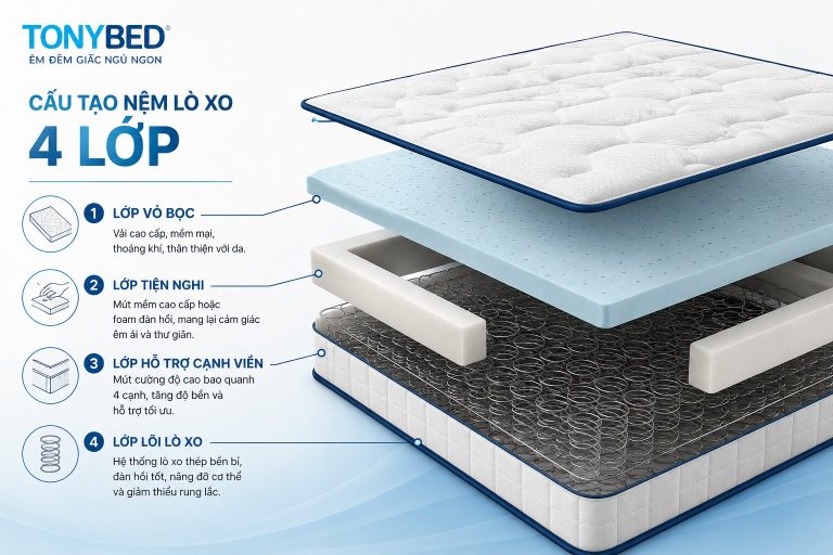 Cấu tạo nệm lò xo 4 lớp