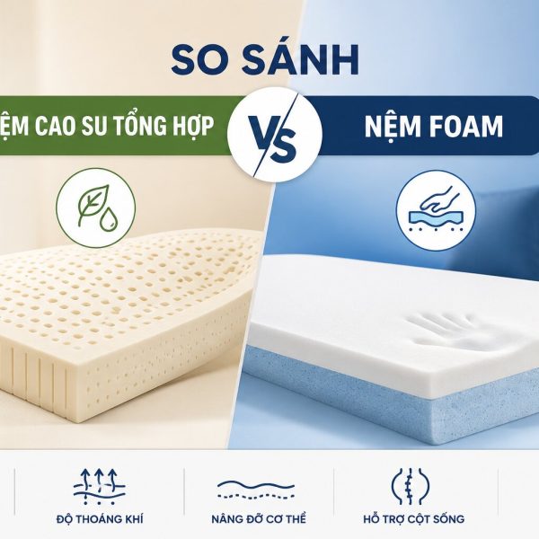 so sánh nệm cao su tổng hợp và nệm foam