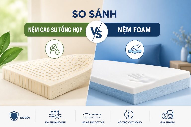 so sánh nệm cao su tổng hợp và nệm foam