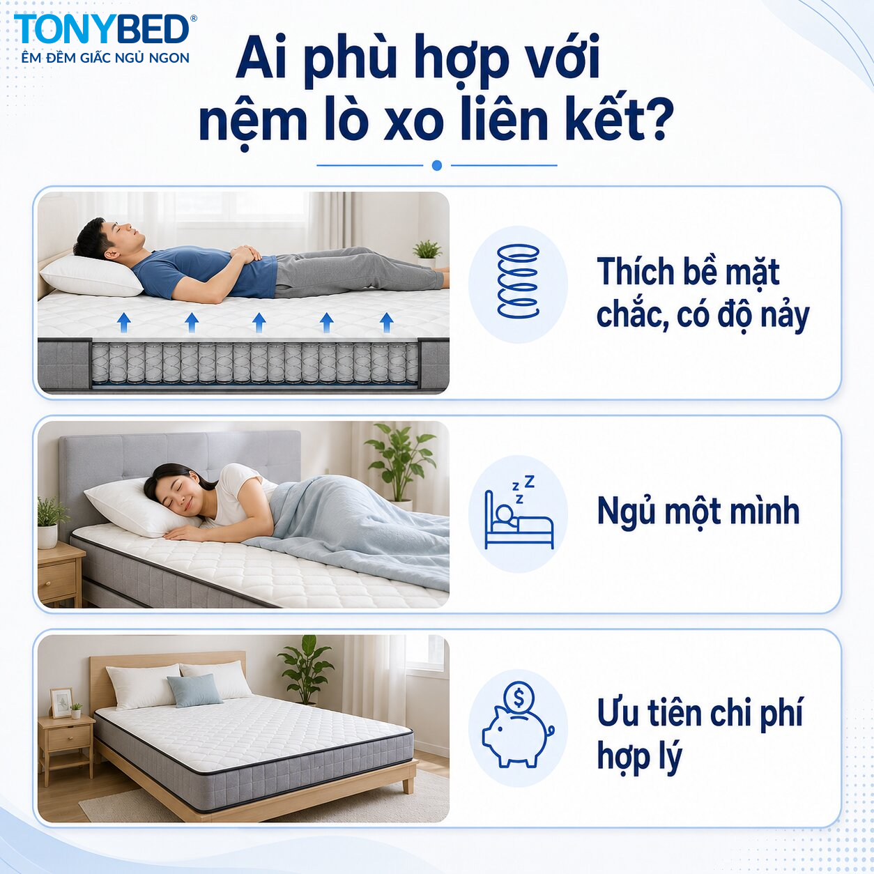Ai phù hợp với nệm lò xo liên kết