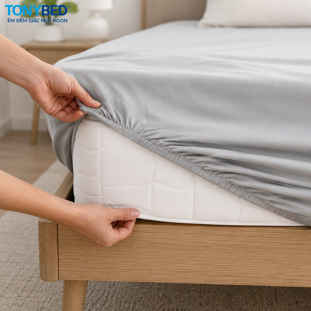 Cách cố định góc ga chun vào nệm