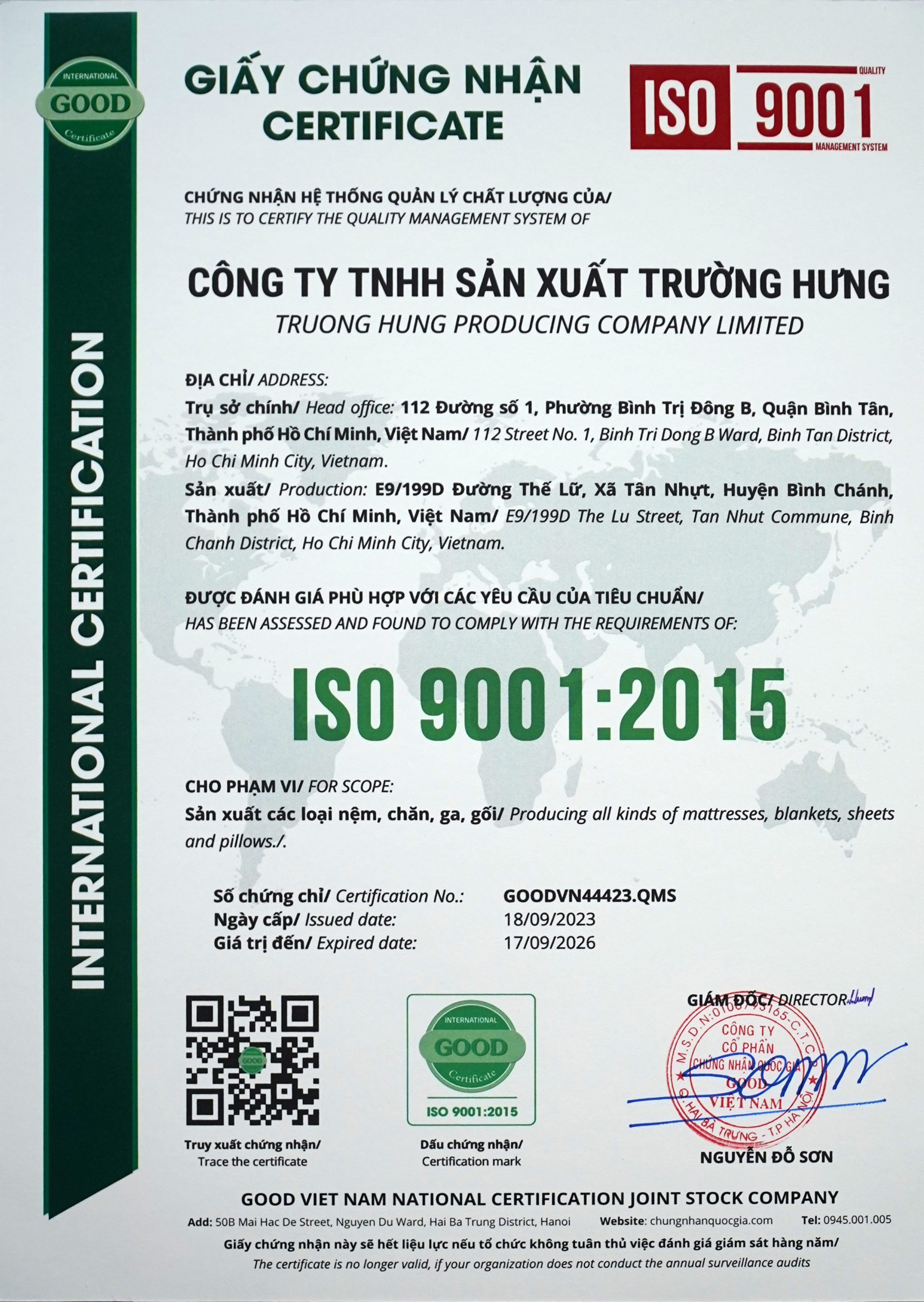 Chứng nhận ISO 9001:2015