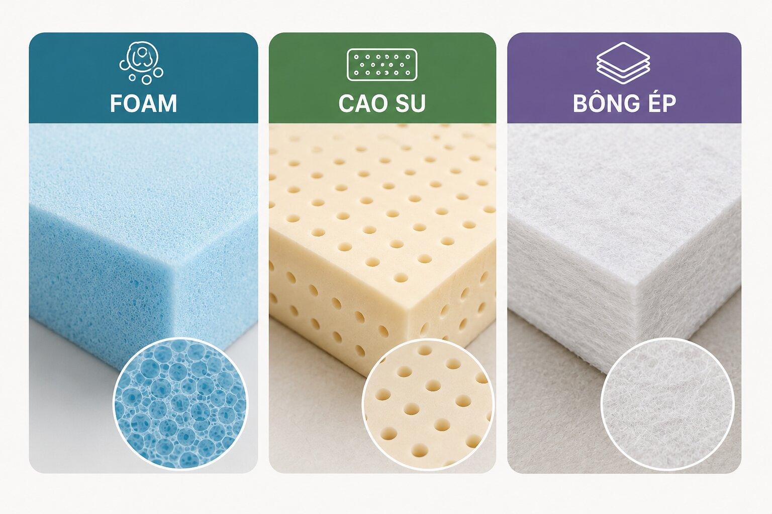 So sánh Foam cao su và bông ép dùng làm nệm