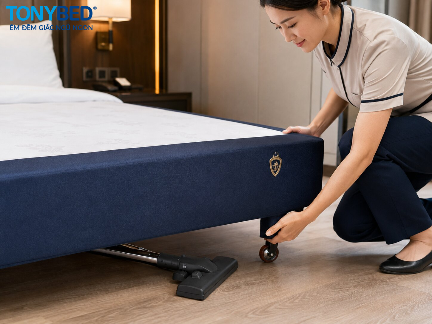 Thiết kế bánh xe hỗ trợ vệ sinh buồng phòng