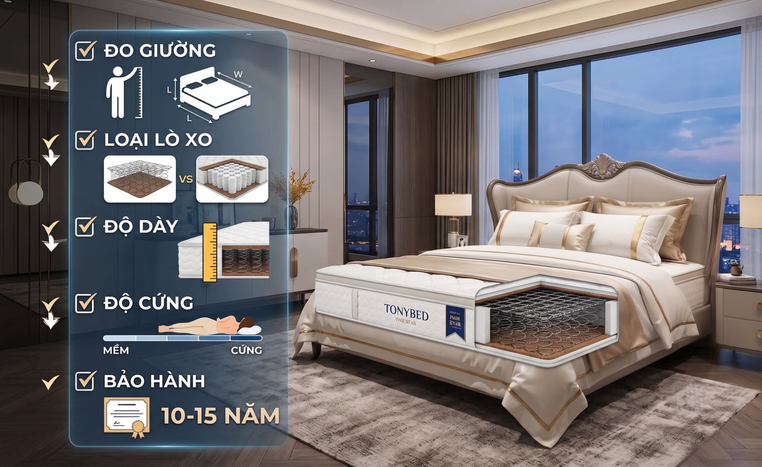 cách chọn nệm lò xo 1m x 2m