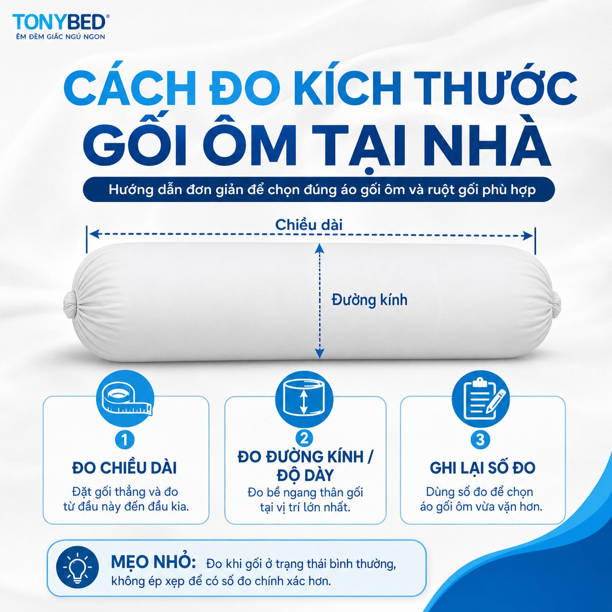 Cách đo kích thước gối ôm