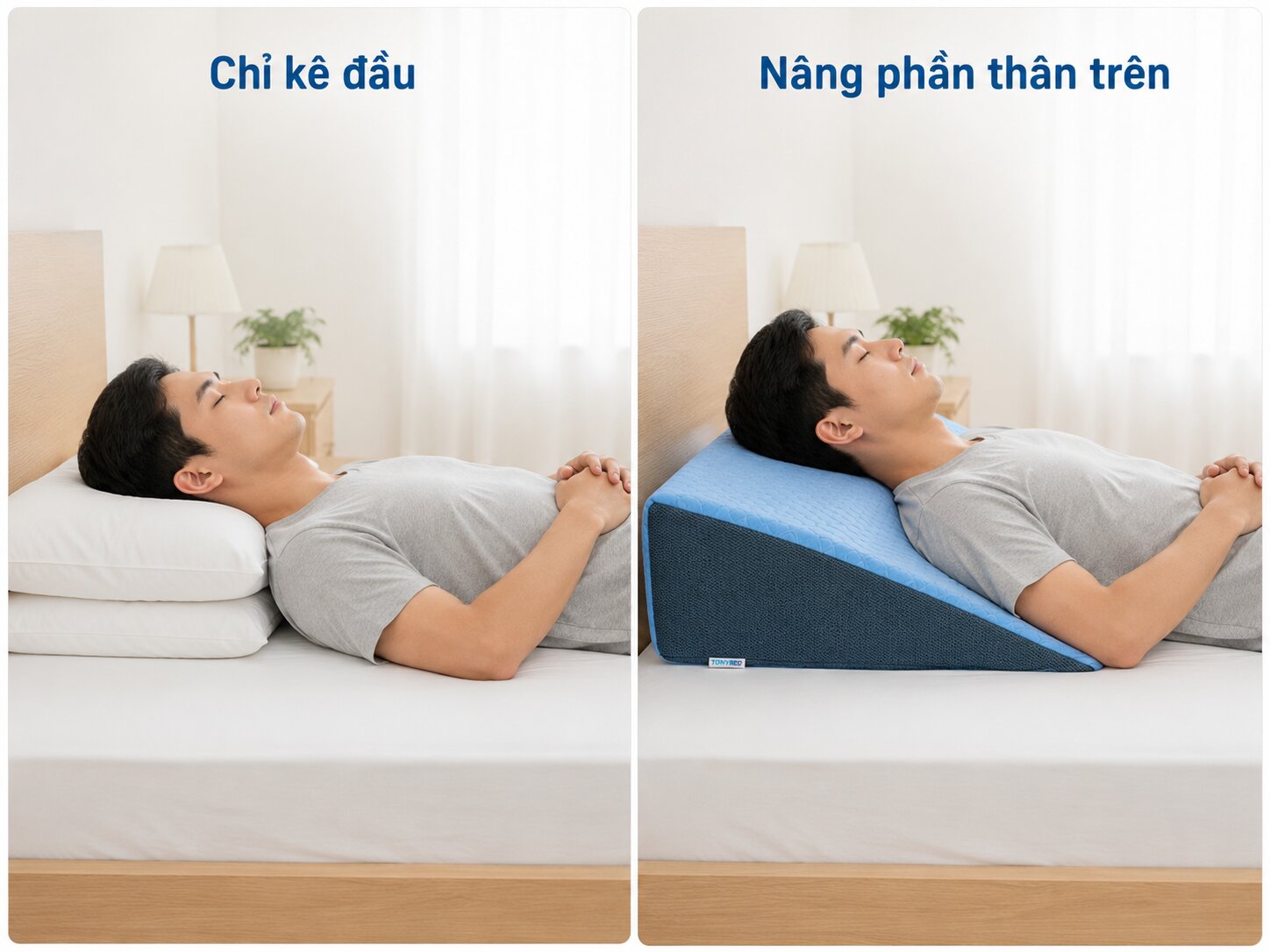 cách nằm gối chống trào ngược đúng cách