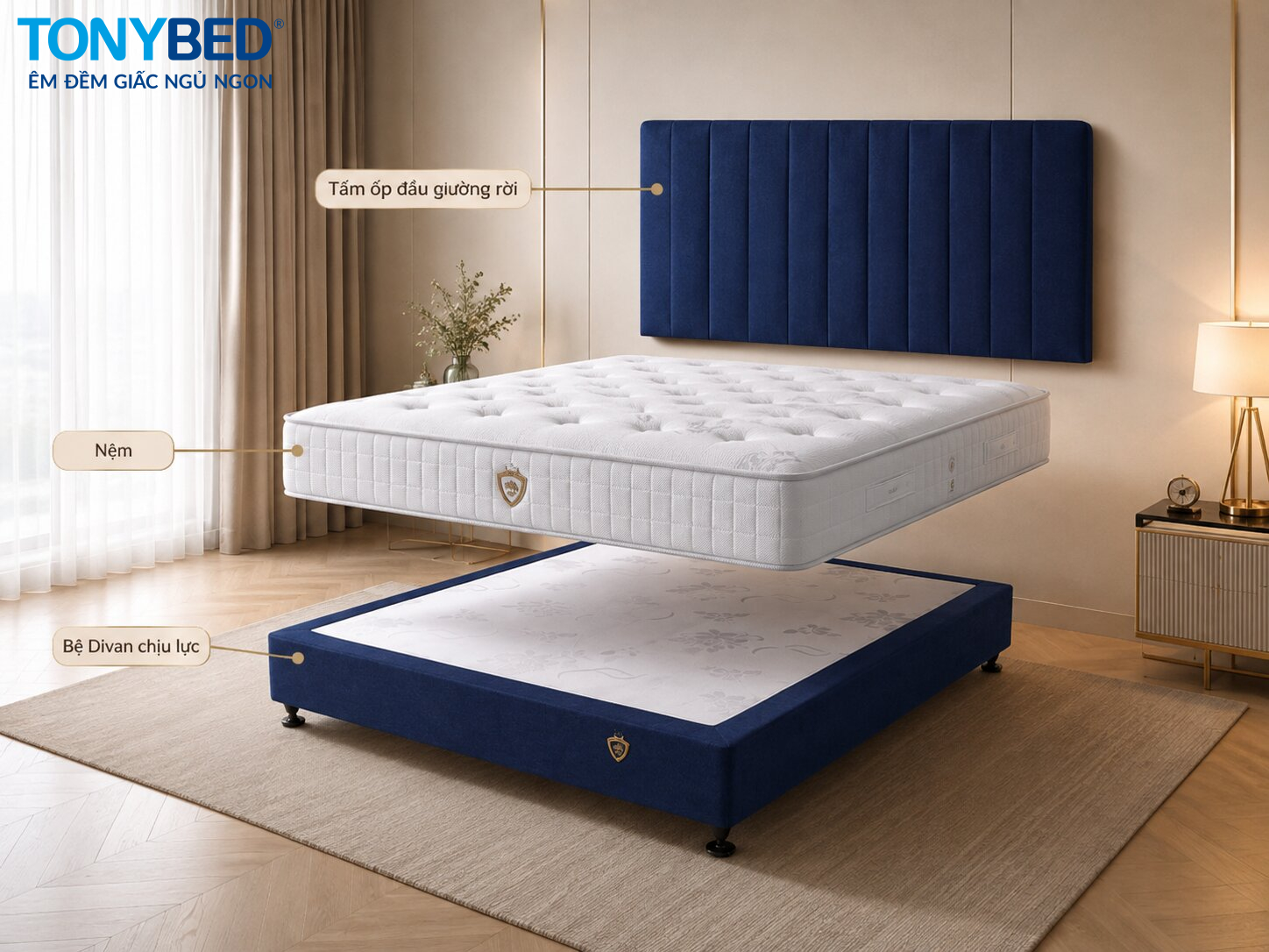Cấu tạo bệ giường divan và đầu giường rời