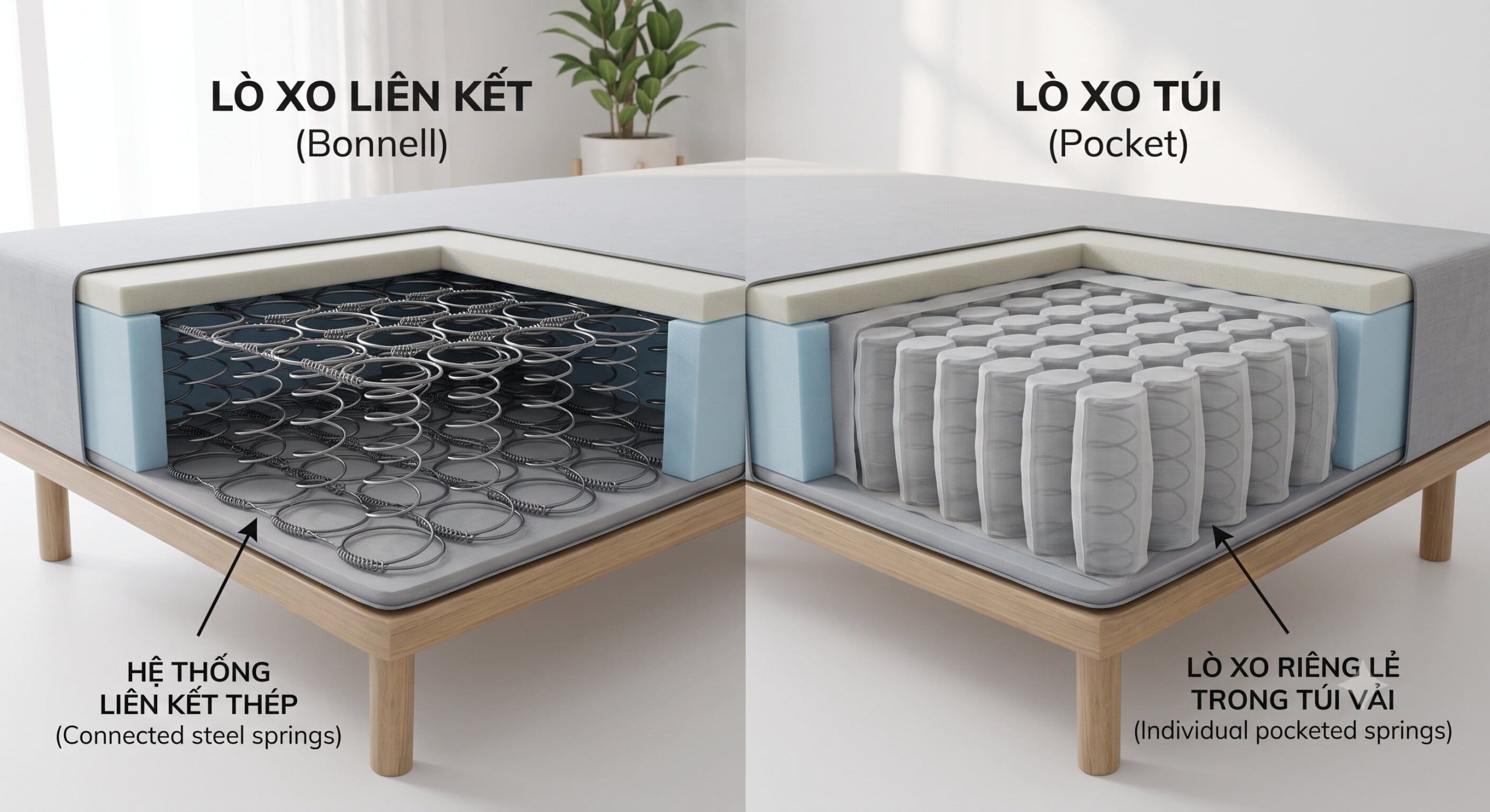 cấu tạo nệm lò xo 1m x 2m