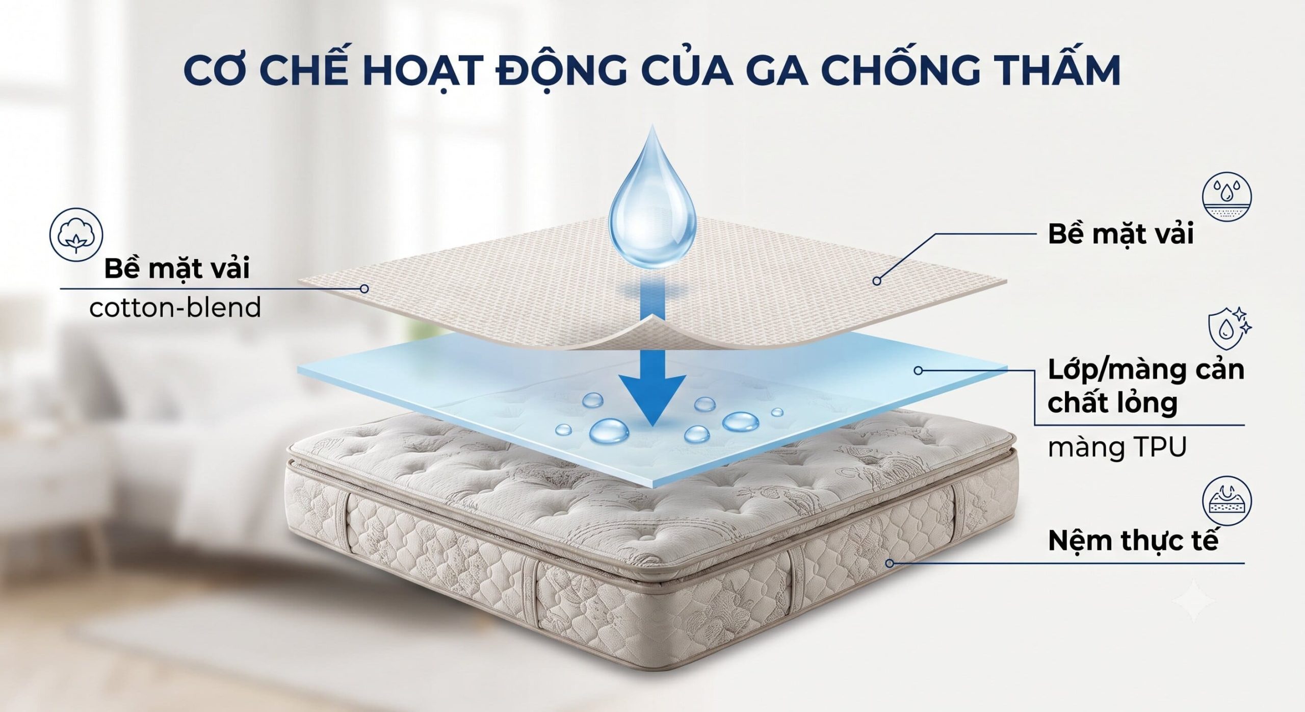 cấu tạo ga trải giường chống thấm nước