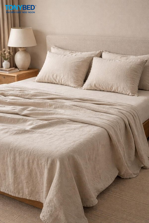 ga giường Linen với bề mặt vải tự nhiên
