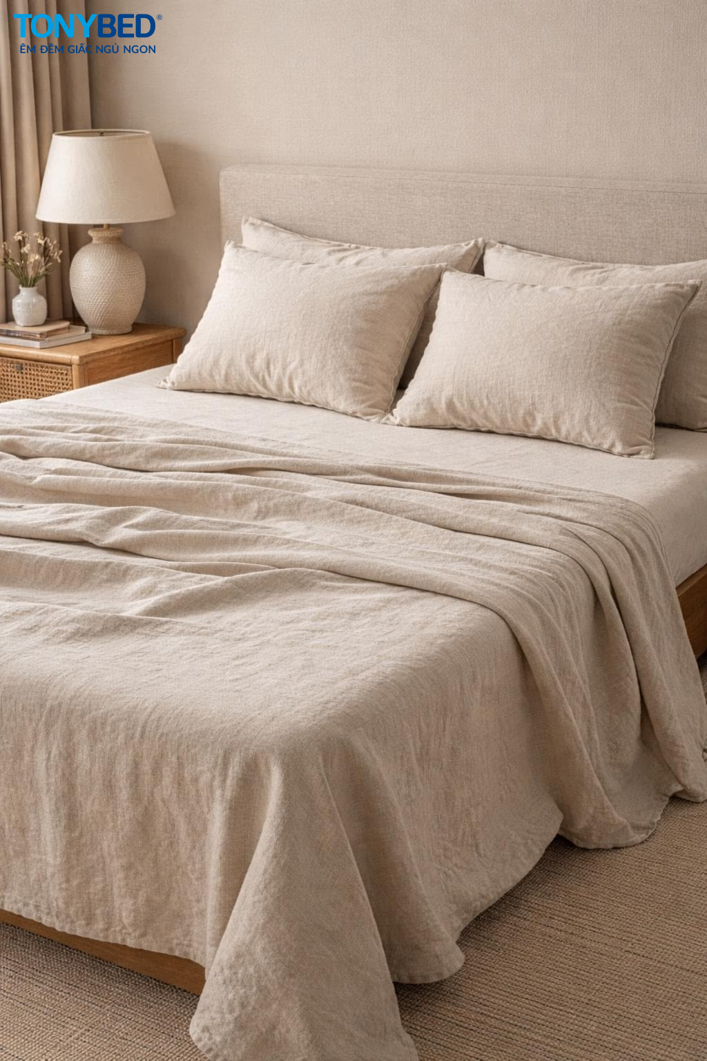 ga giường Linen với bề mặt vải tự nhiên