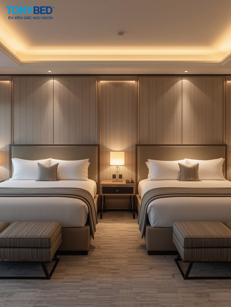 ga phẳng khách sạn được cố định dưới nệm