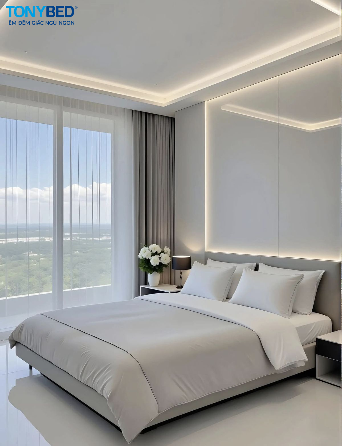 ga phẳng và ga bo chun khách sạn trên cùng kích thước nệm