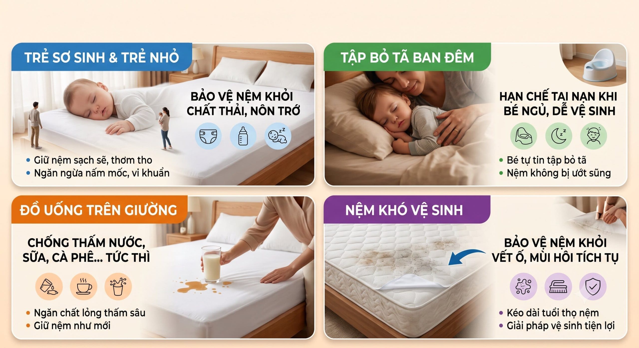 khi nào nên sử dụng ga trải giường chống thấm