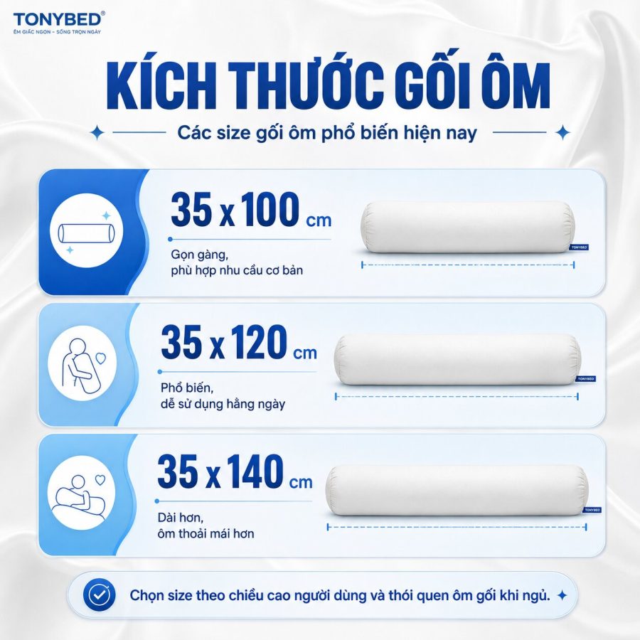 Kích thước gối ôm chuẩn