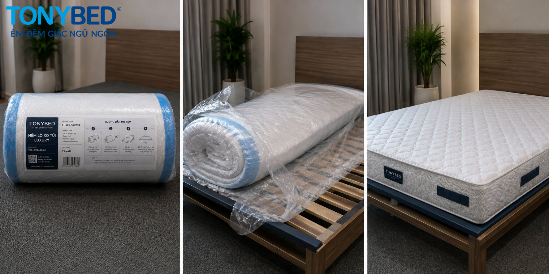 nệm lò xo túi cuộn phục hồi sau khi mở