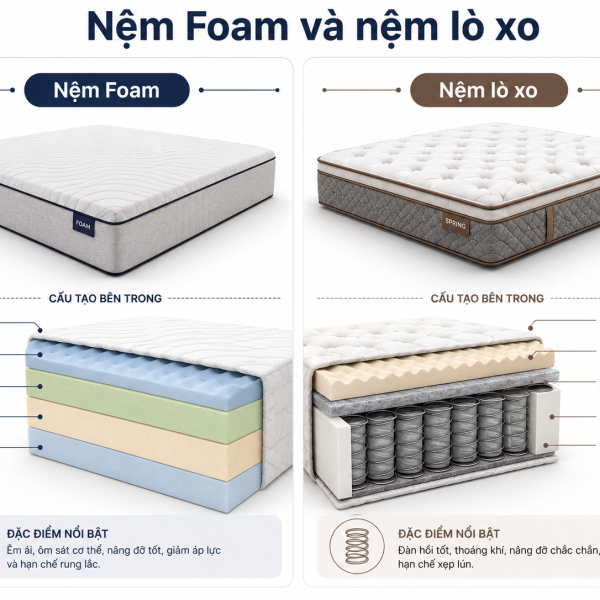 so sánh nệm Foam và nệm lò xo