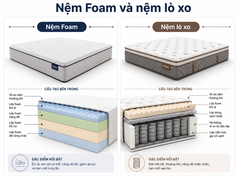 so sánh nệm Foam và nệm lò xo