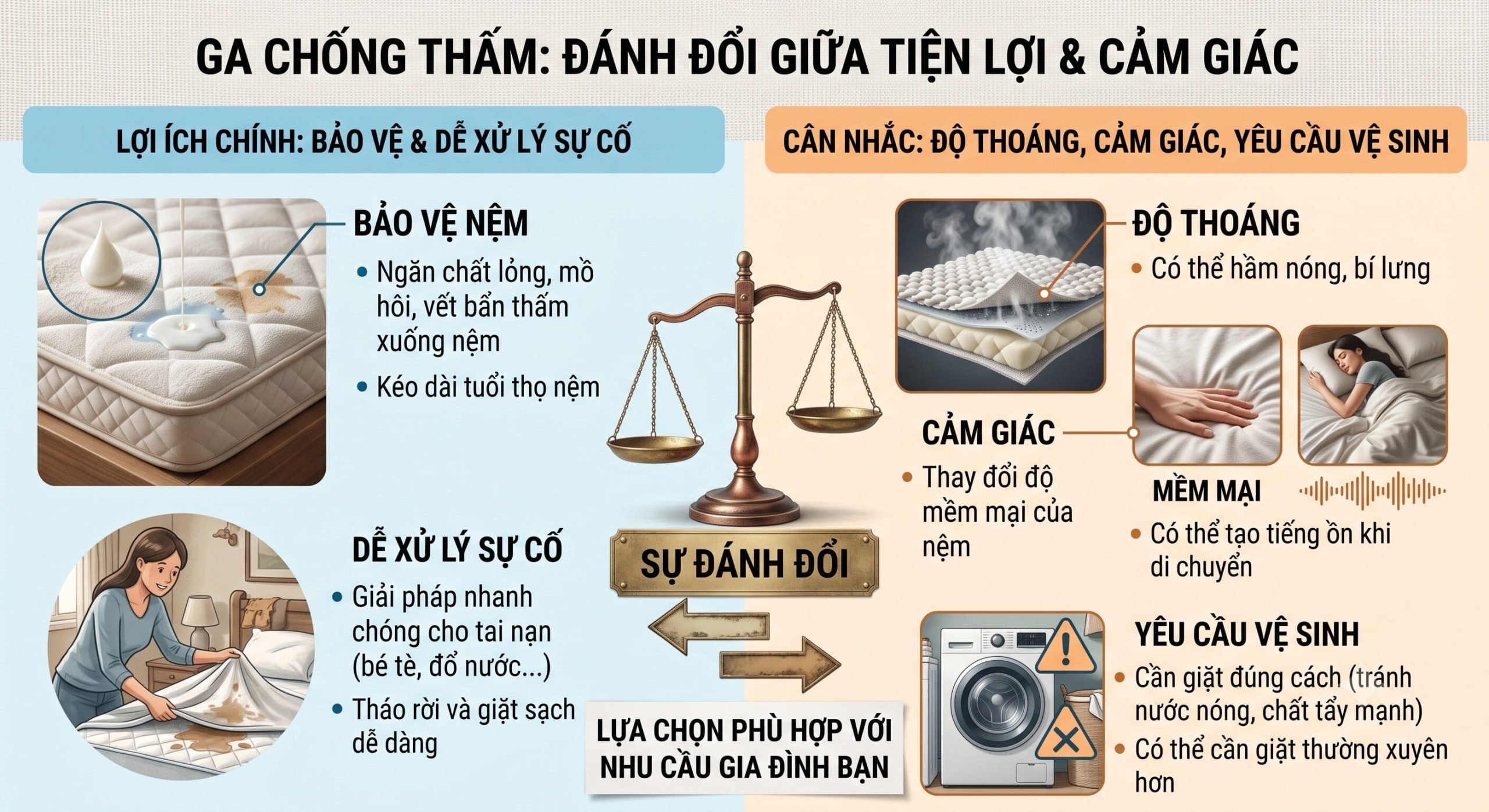 ưu nhược điểm của ga trải giường chống thấm