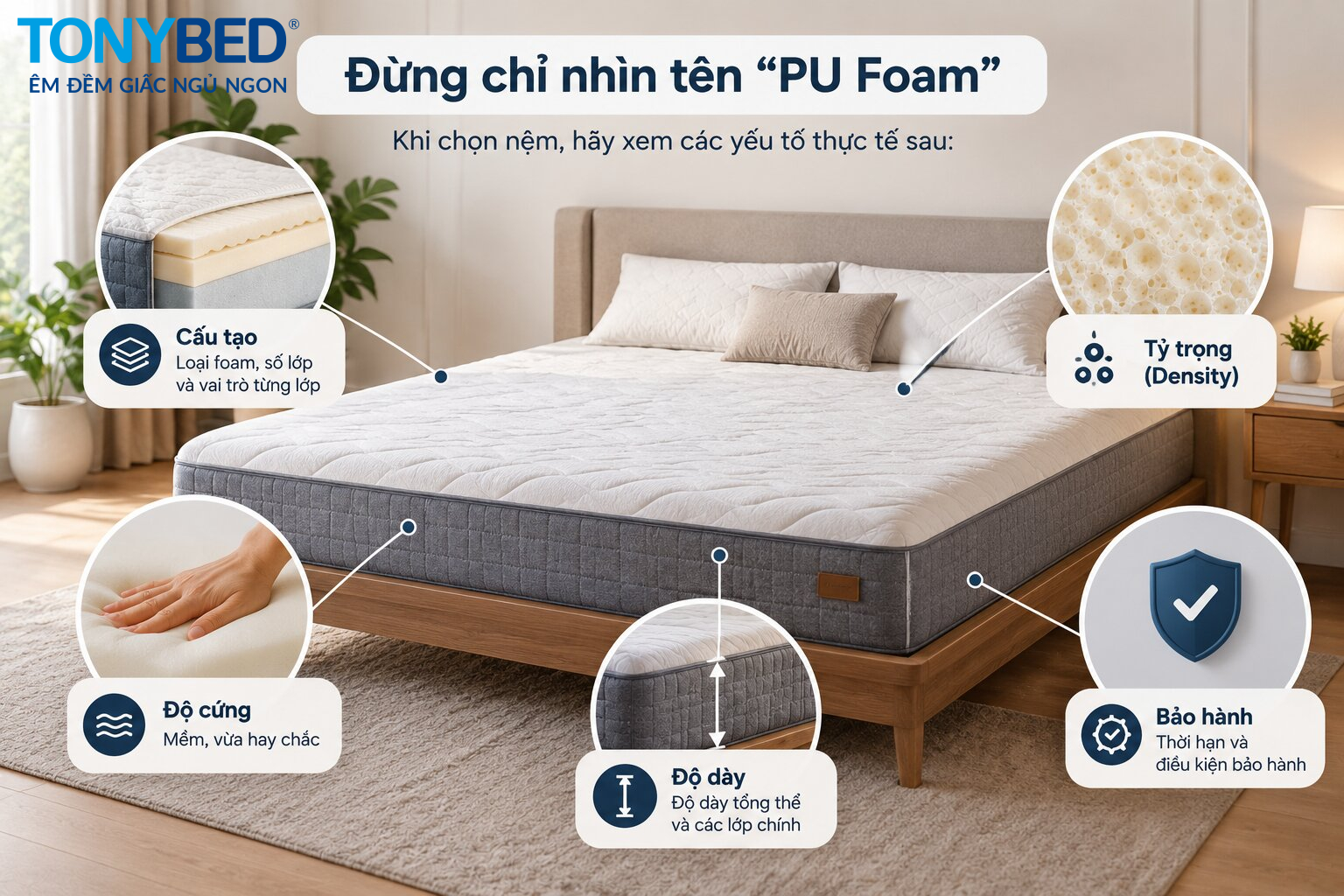 Các yếu tố cần kiểm tra khi chọn nệm PU Foam