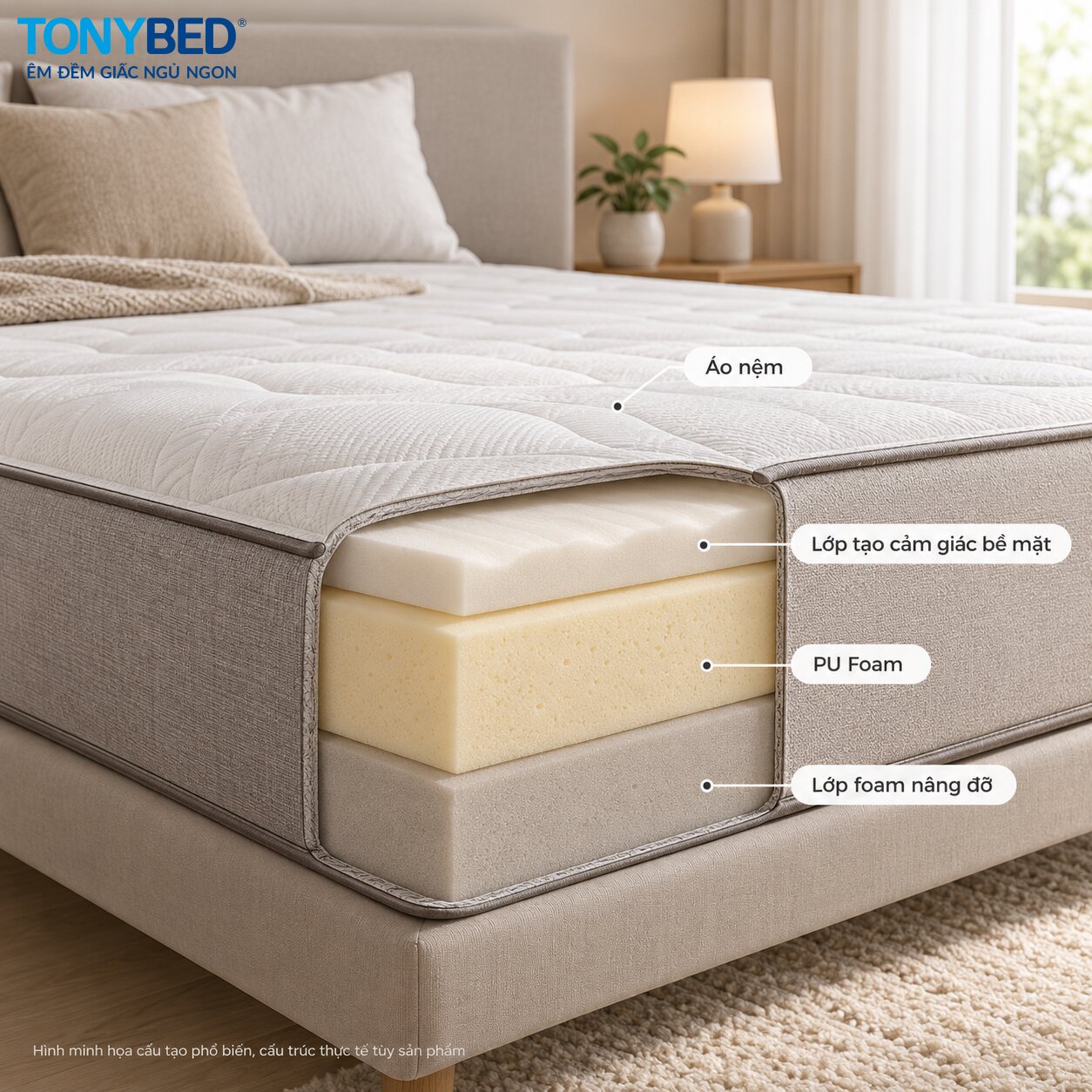 Cấu tạo nệm PU Foam nhiều lớp