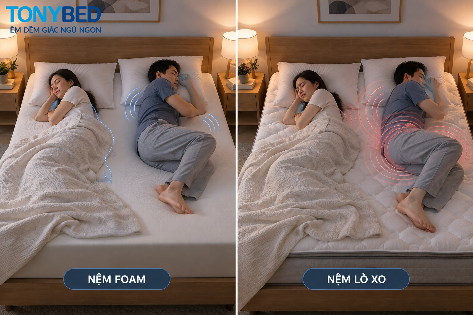 Khả năng hạn chế truyền chuyển động khi ngủ hai người