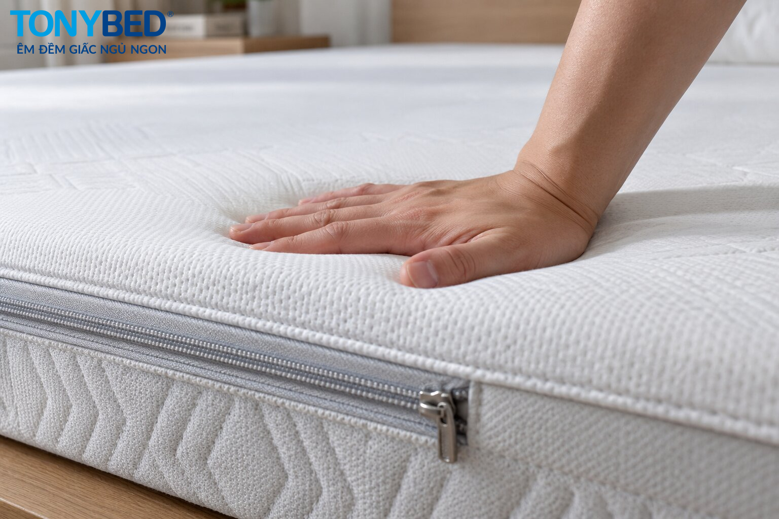 Kiểm tra độ cứng và áo nệm khi mua nệm PE