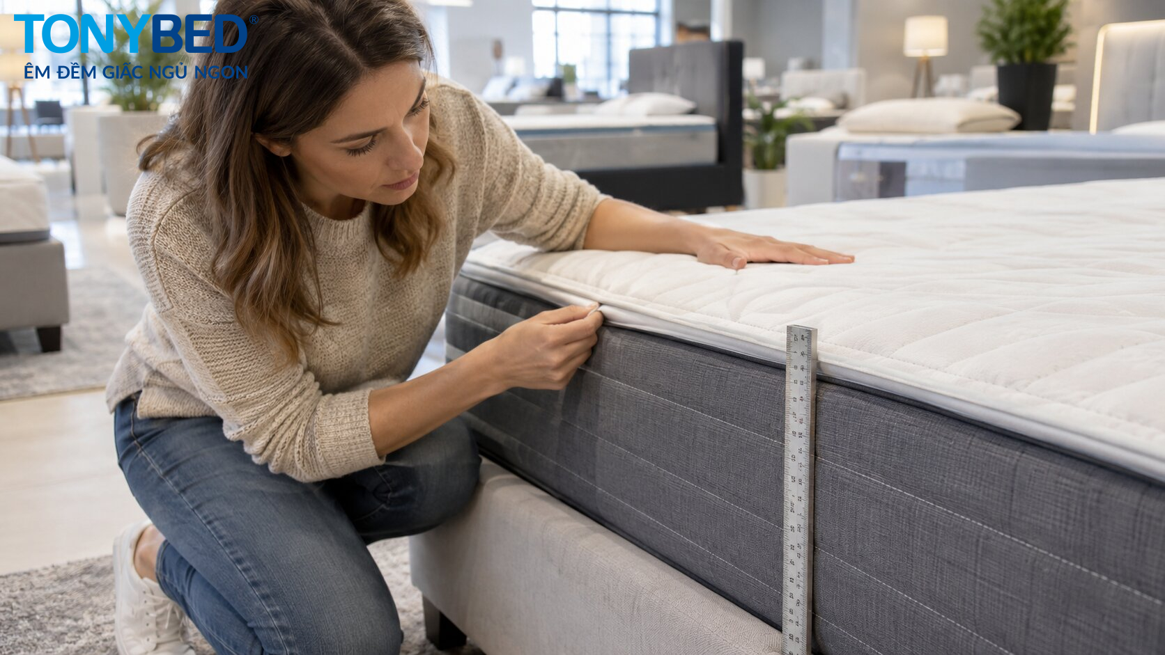 kiểm tra cấu tạo và độ dày nệm foam trước khi mua