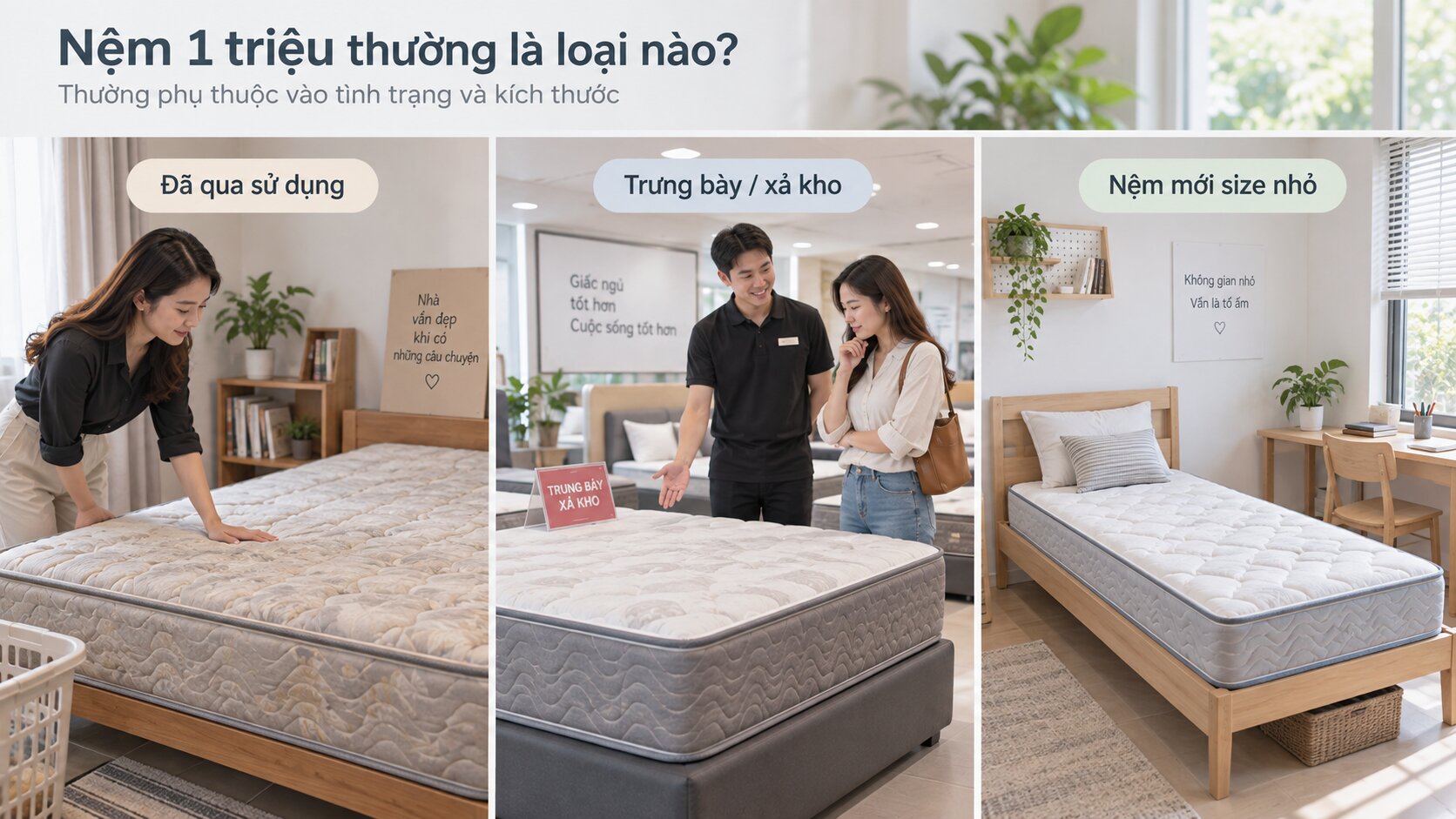Các trường hợp thường gặp của nệm lò xo giá 1 triệu