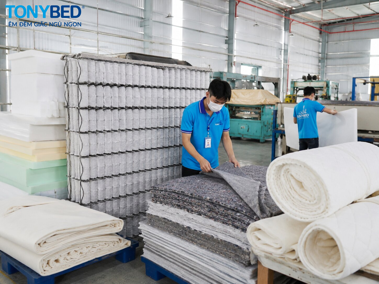 Nguyên vật liệu sản xuất nệm lò xo tại Tonybed