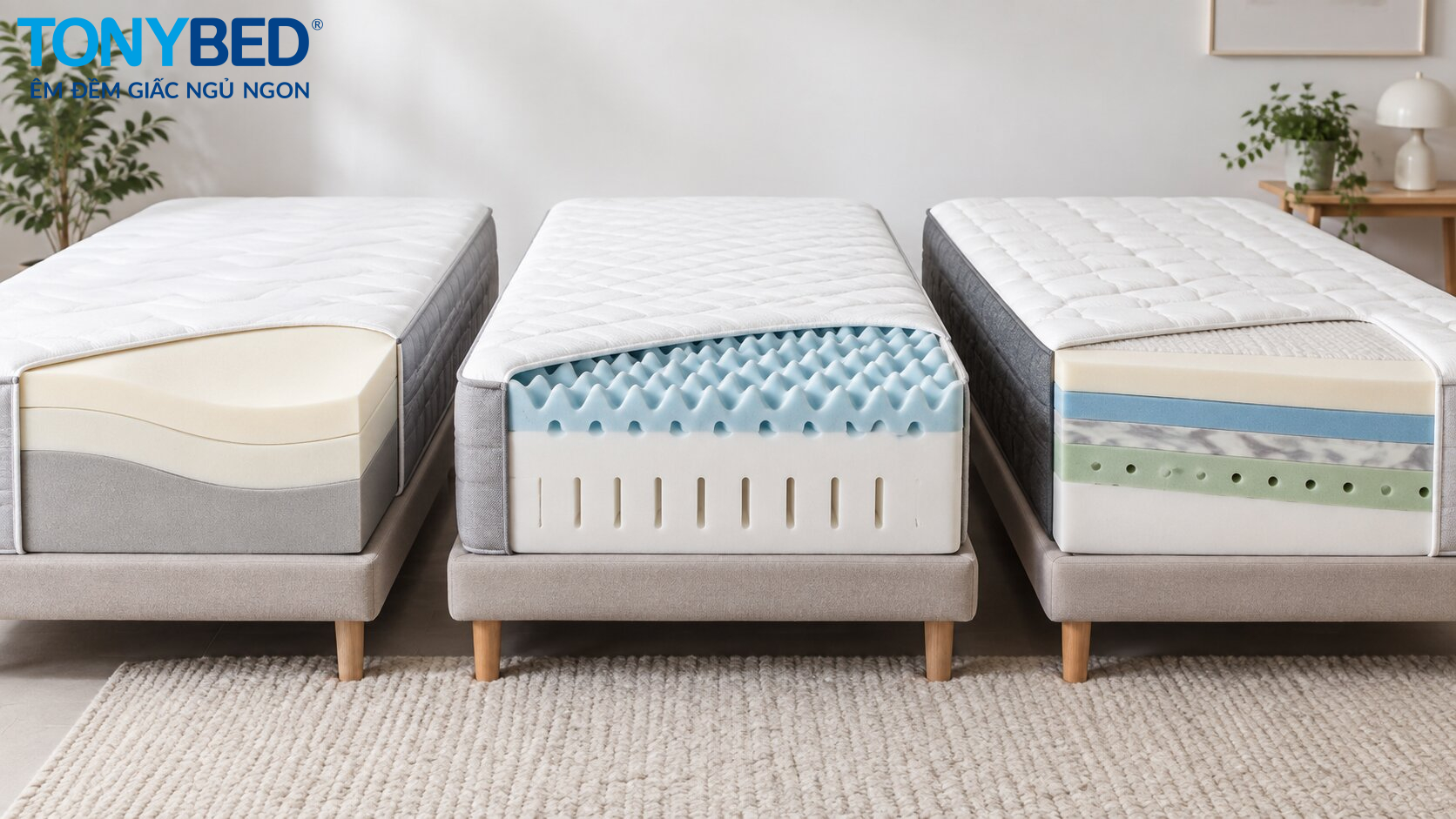 so sánh cấu tạo các mẫu nệm foam