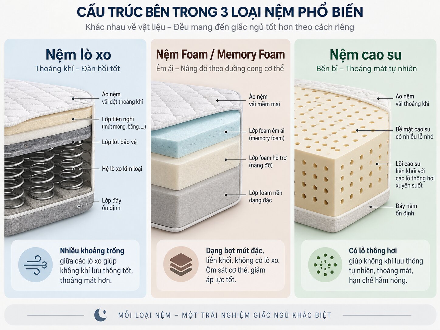 Lưu ý cấu trúc khi giặt nệm lò xo foam cao su tại nhà