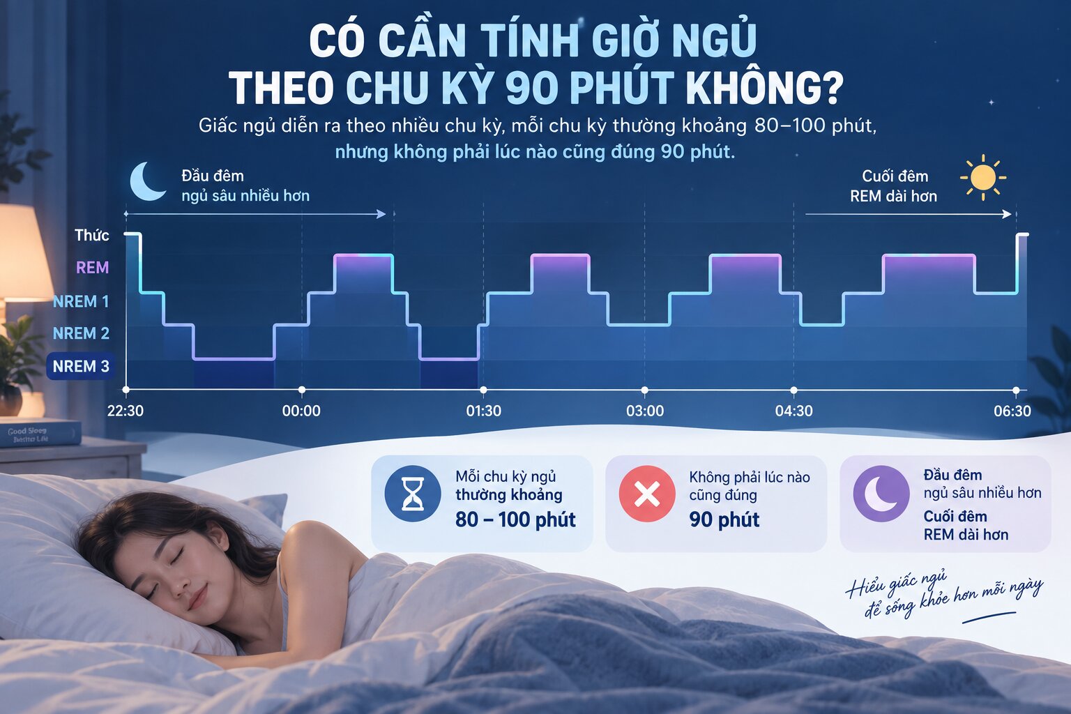 Chu kỳ ngủ 80 đến 100 phút trong một đêm