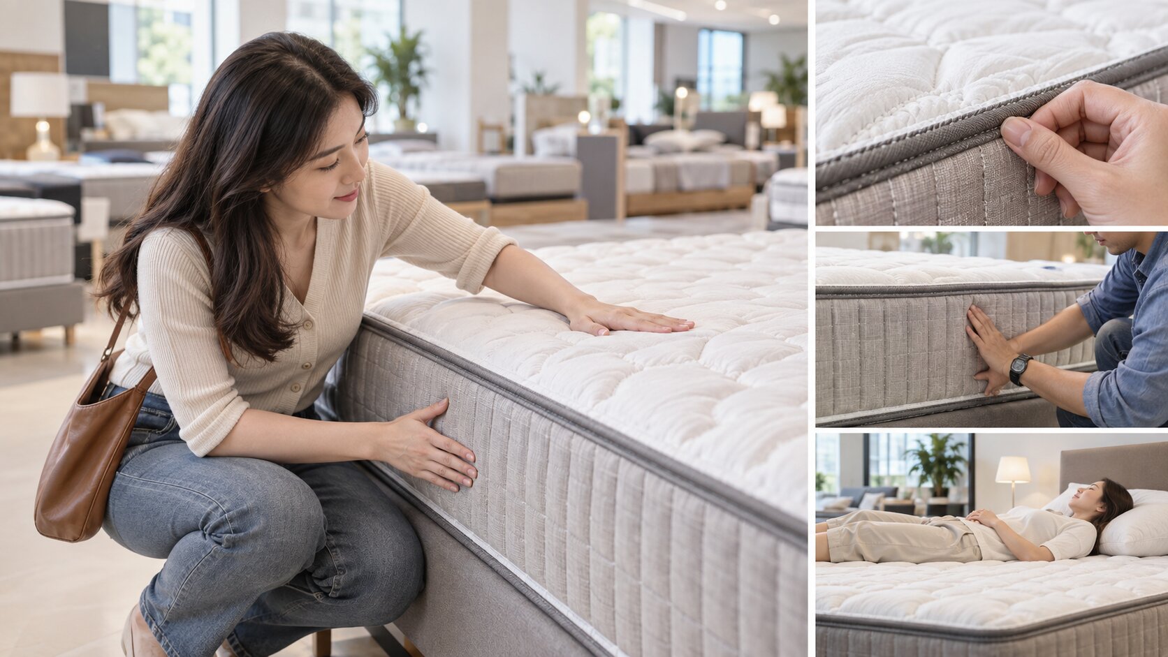 Kiểm tra bề mặt, mép nệm và đường may trước khi mua nệm lò xo