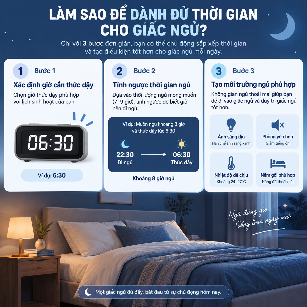Cách sắp xếp thời gian để ngủ đủ giấc