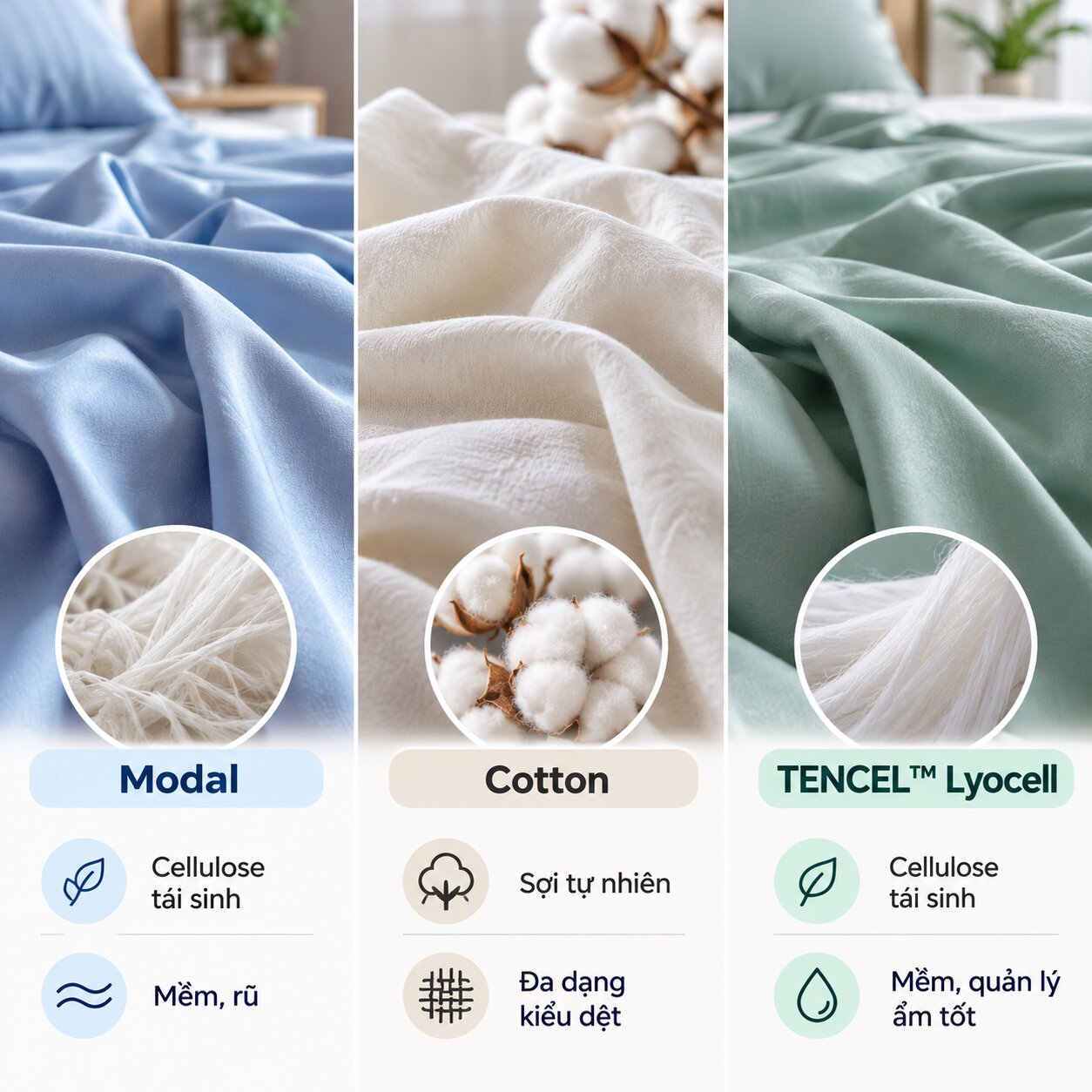 So sánh vải Modal Cotton và TENCEL Lyocell