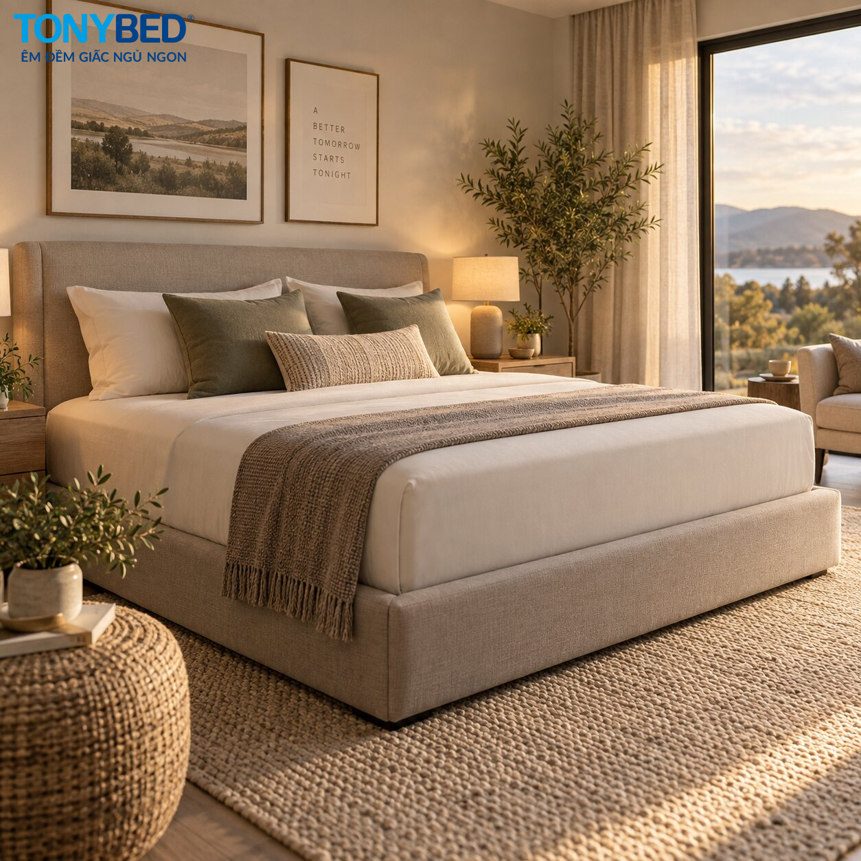 Mẫu nệm Foam Tonybed nguyên tấm êm ái, có độ đàn hồi cao