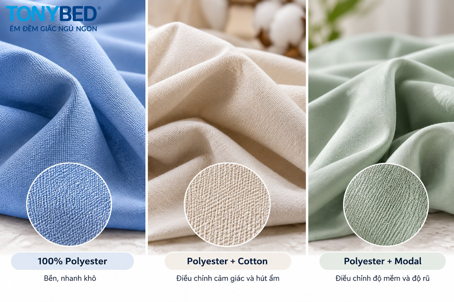 Polyester 100% và các loại vải pha polyester