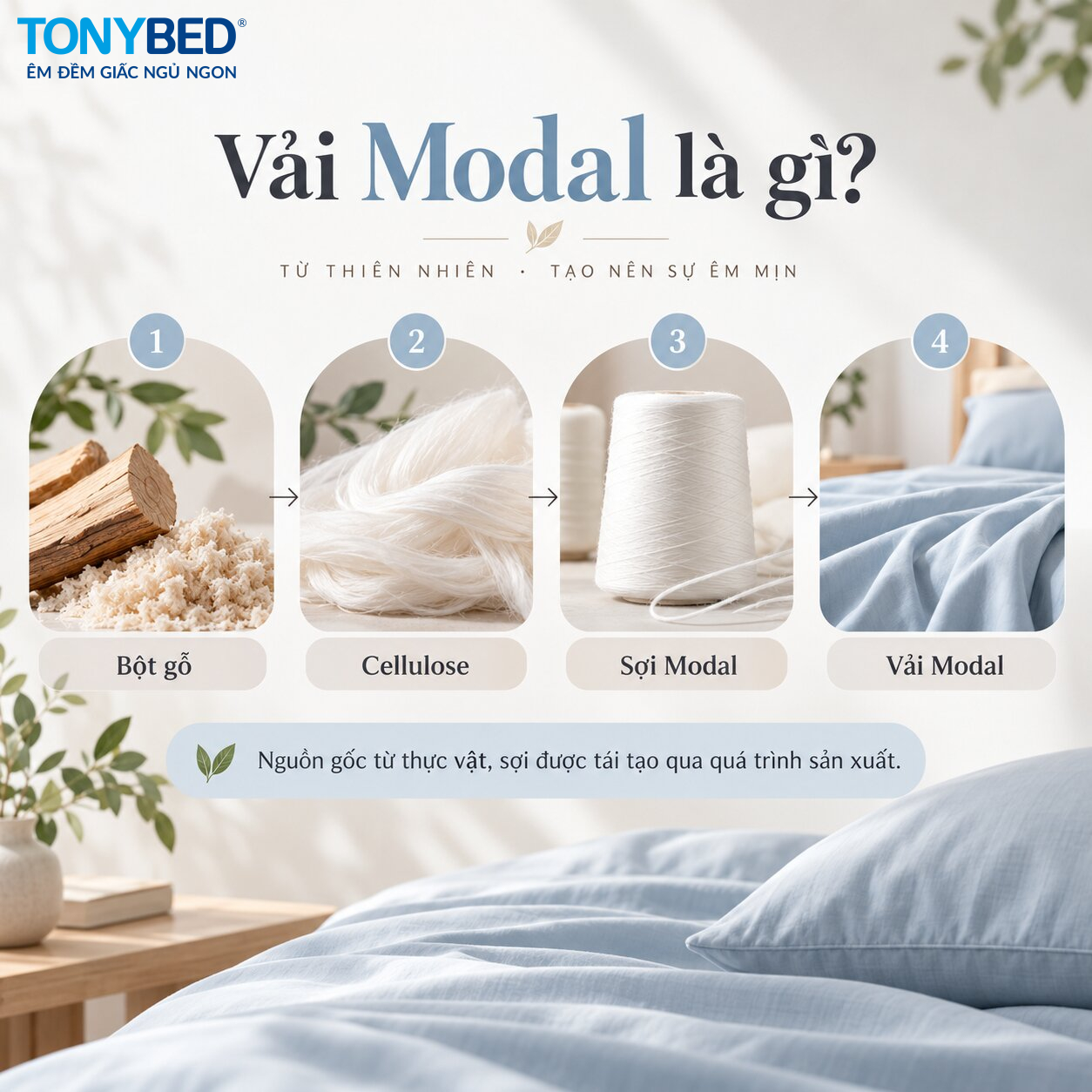 Quy trình từ cellulose bột gỗ thành sợi và vải Modal