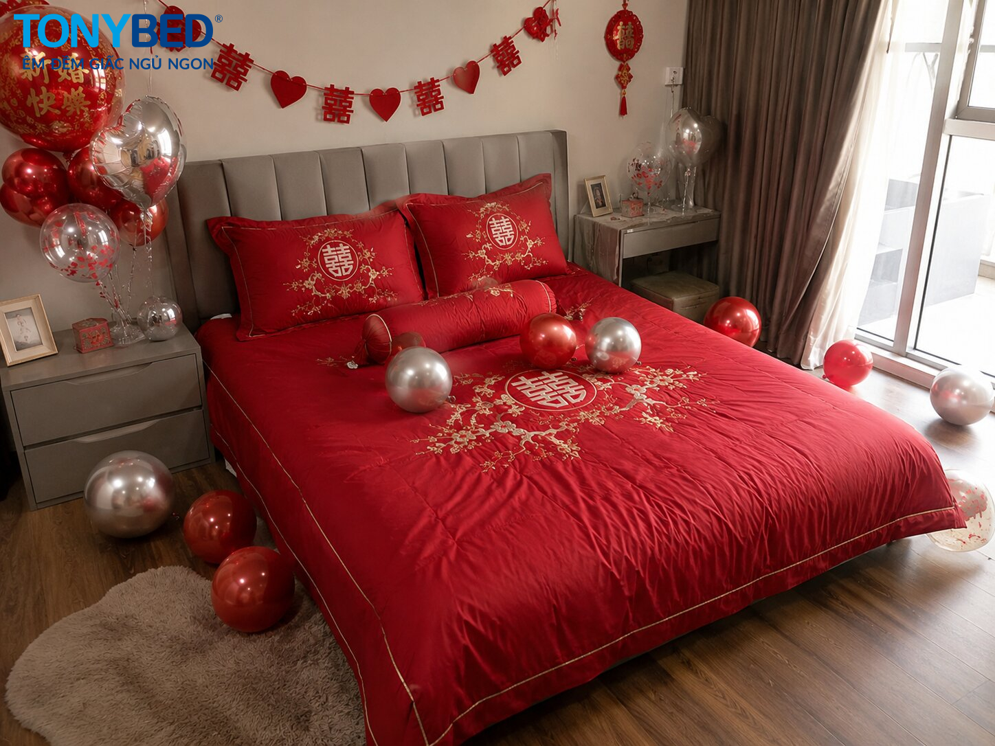 Cách trải ga giường cưới