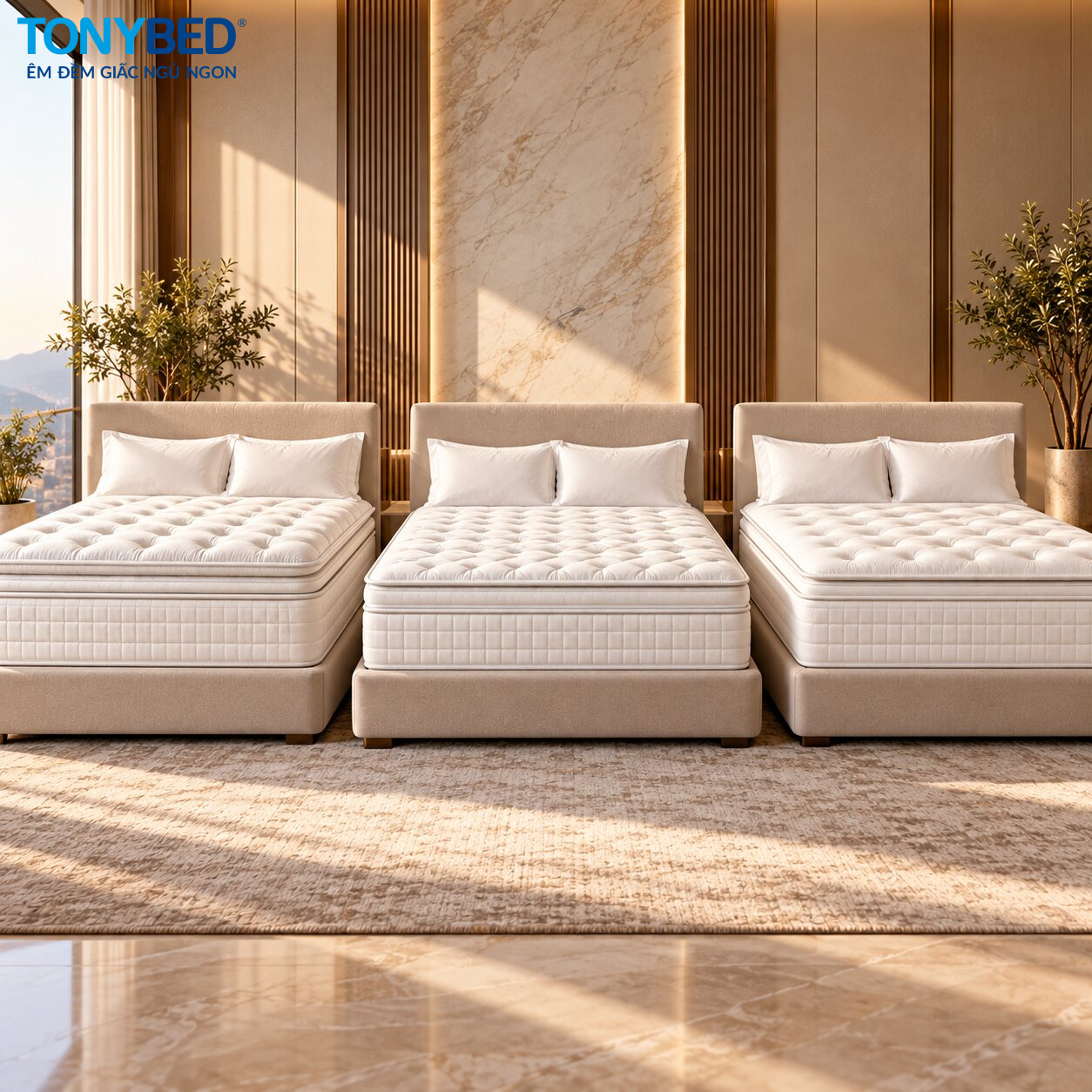Các mẫu nệm lò xo túi chuyên dụng cho khách sạn 5 sao từ Tonybed